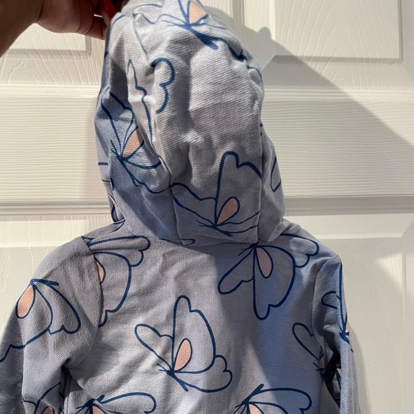 NWT Carter’s Blue Butterfly Print Zip Up One Piece Hooded Jumpsuit 24 Months - Picture 10 of 11